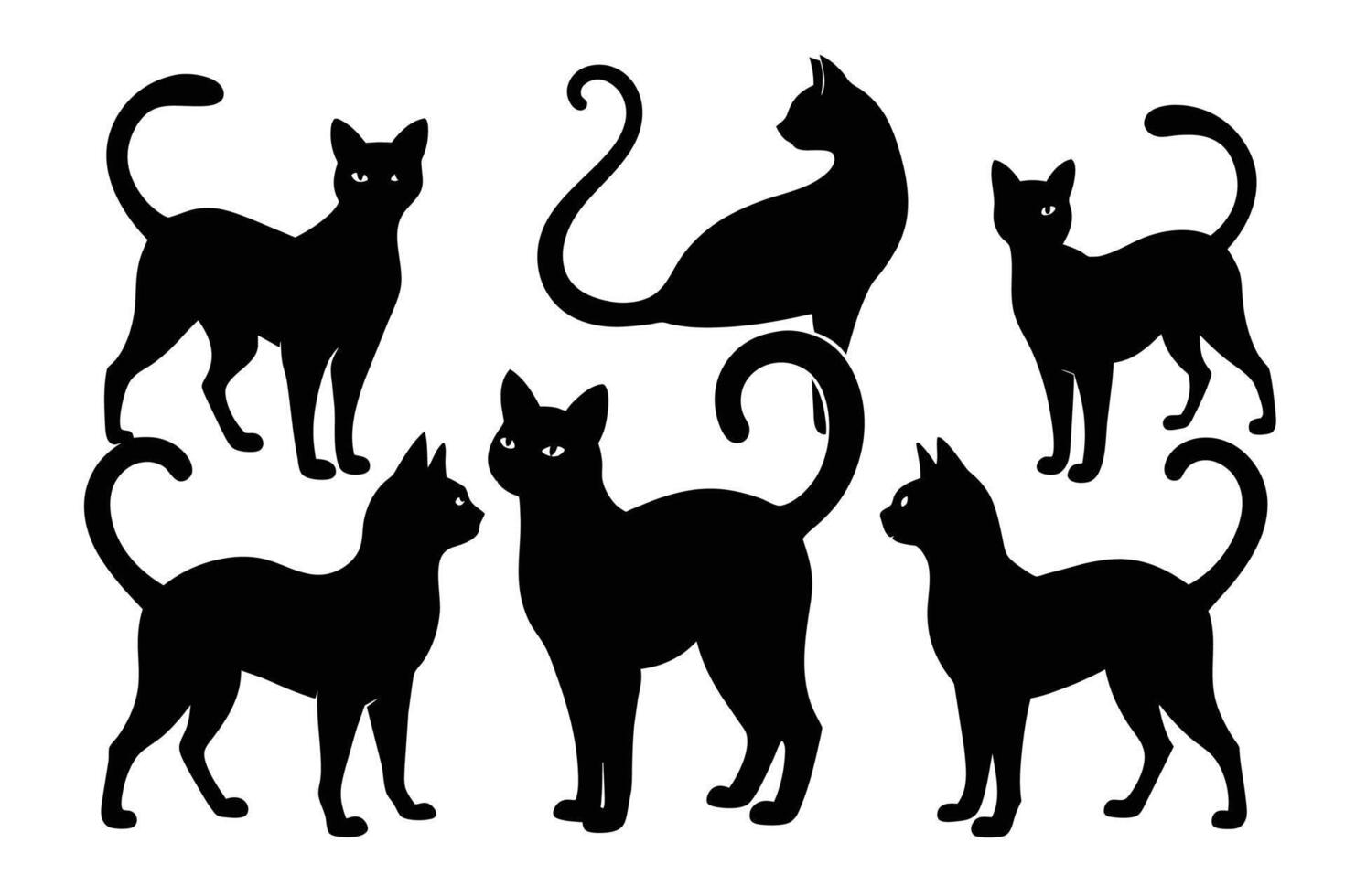 Cat silhouettes collection isolated on white background vector