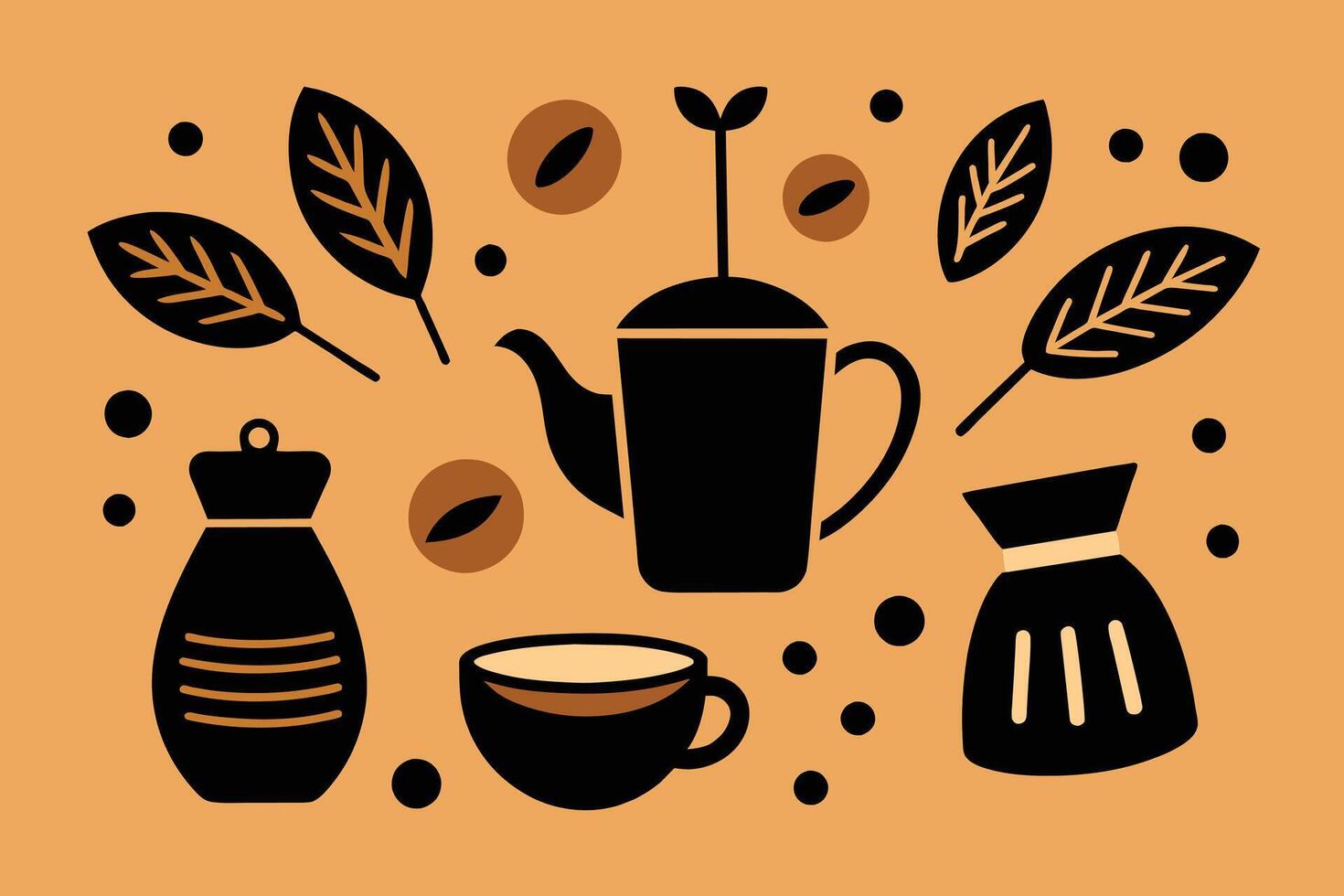 Hand Drawn Coffee Elements Vector