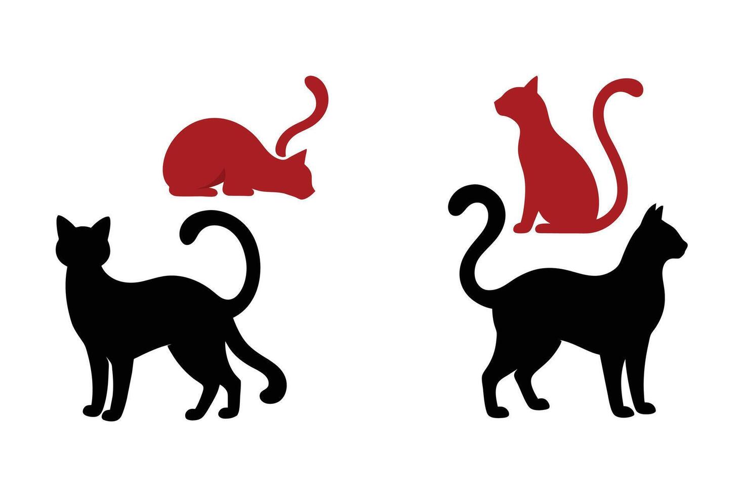 Cat silhouettes collection isolated on white background vector