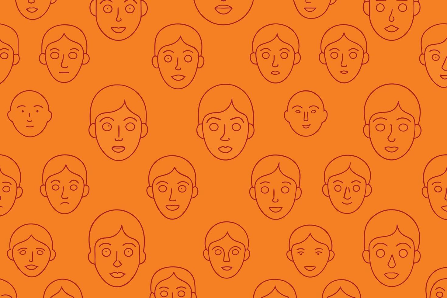 One Line Art Faces Seamless Pattern vector