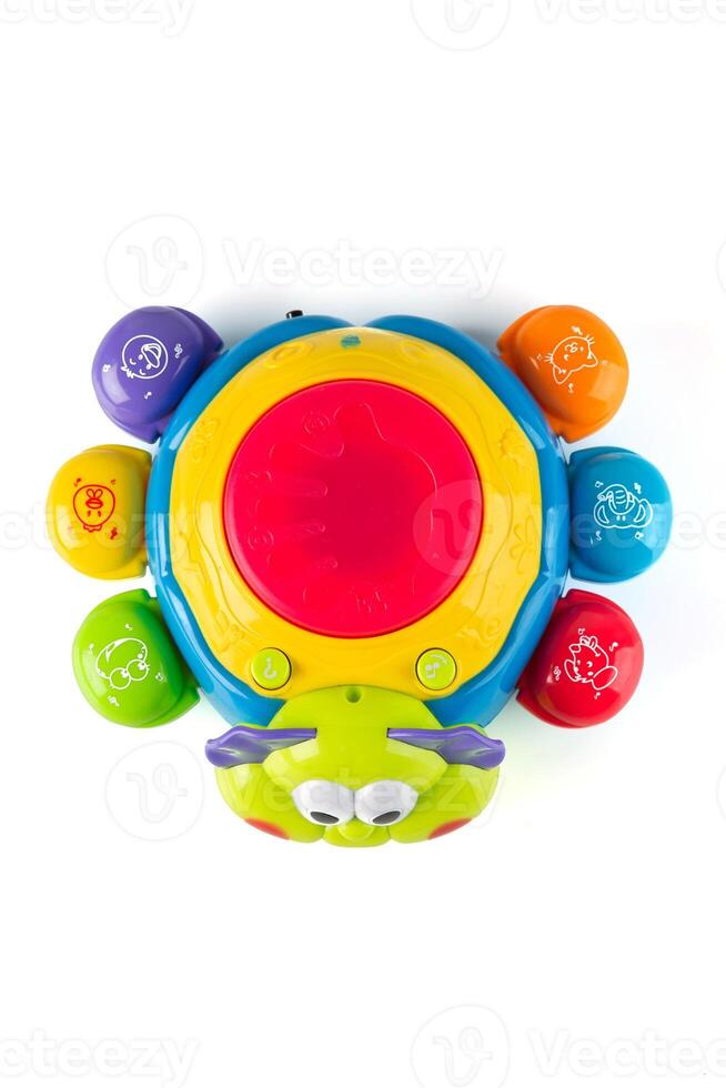 The game is a developing musical Beetle. colorful and fun multifunctional item. Musical beetle toy on white background isolation photo