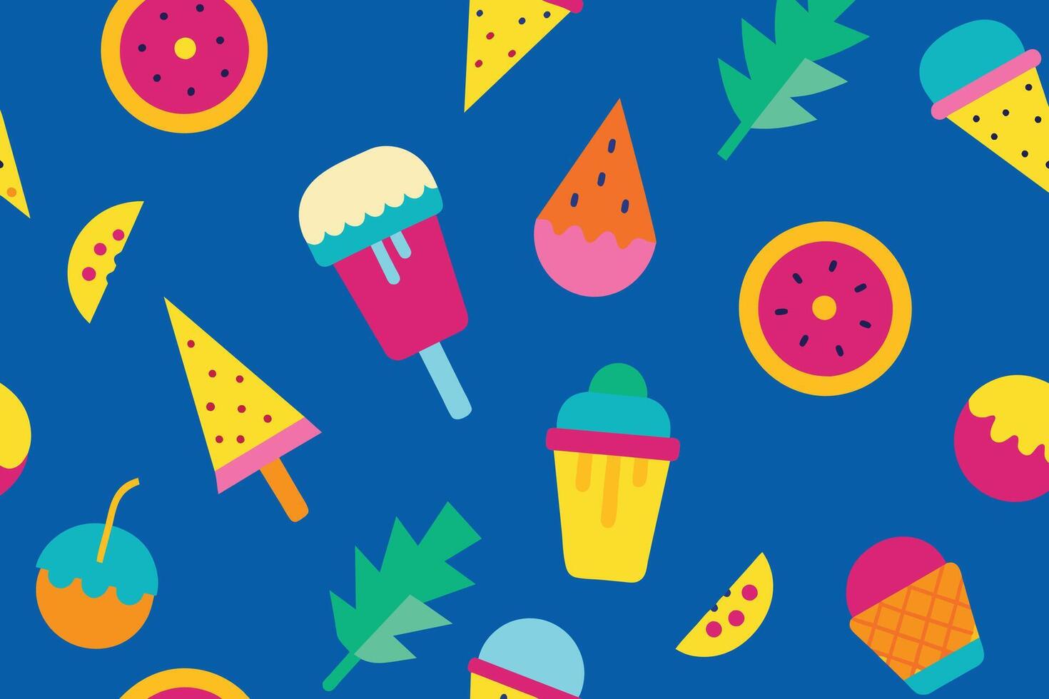 Summer Food Seamless Pop Art Pattern vector