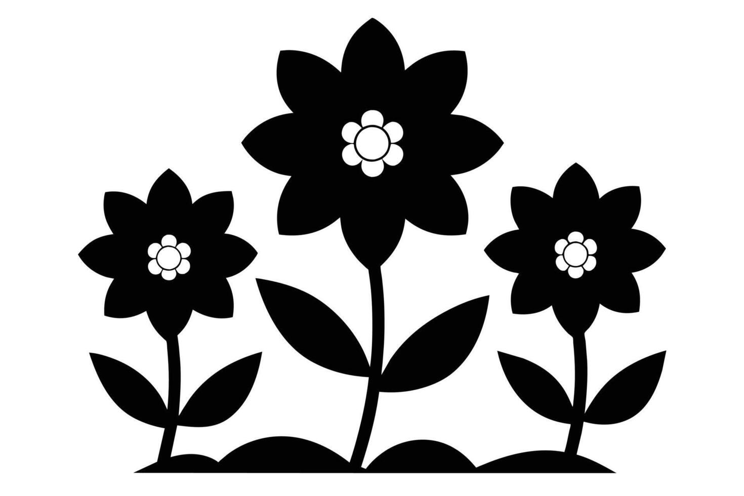 Black Cutout Symbols Of Flowers vector