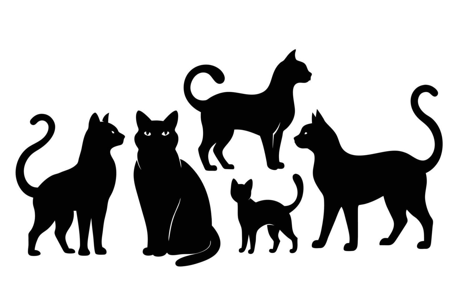 Cat silhouettes collection isolated on white background vector