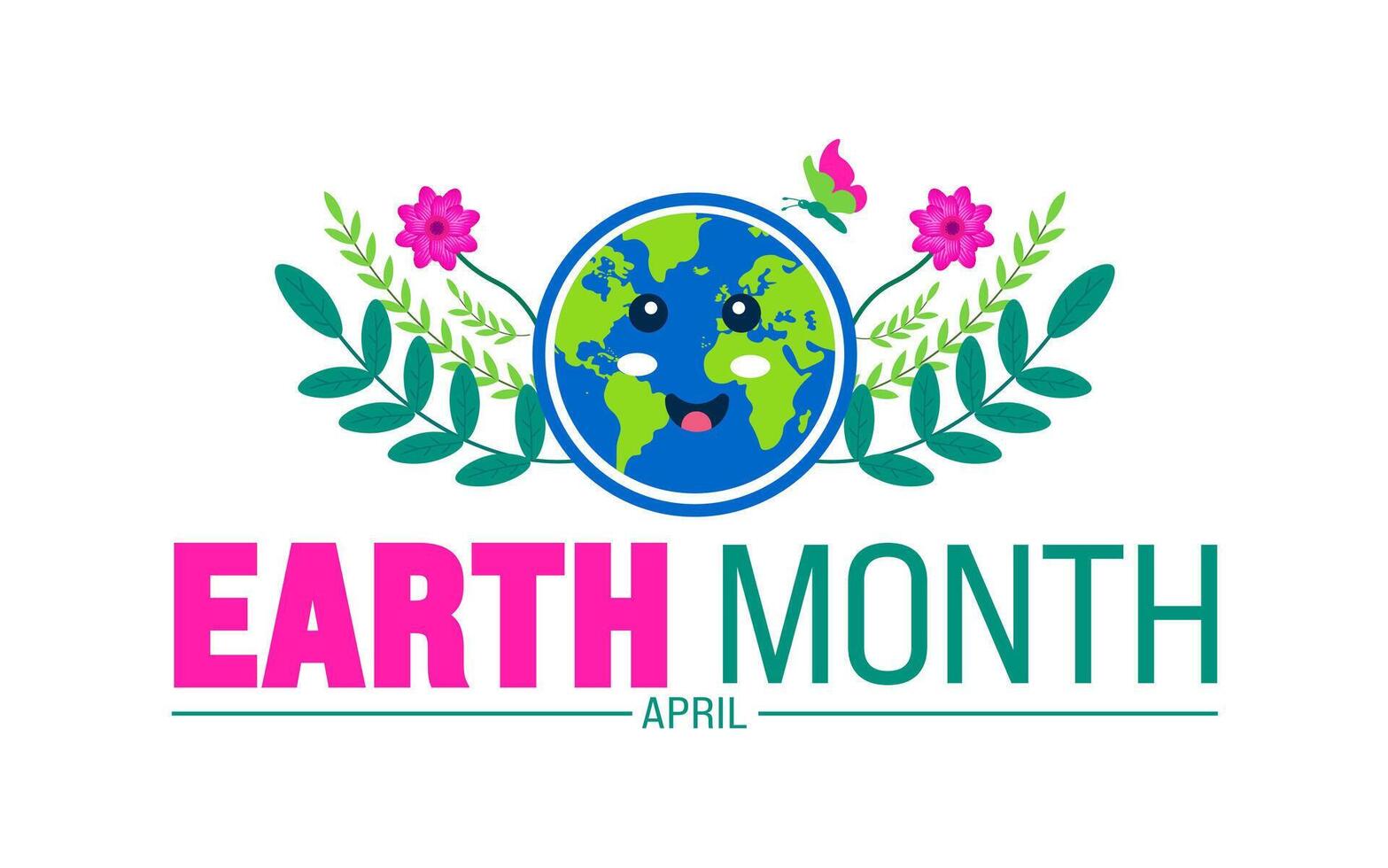 April is Earth Month background template. Holiday concept. use to background, banner, placard, card, and poster design template with text inscription and standard color. vector illustration.