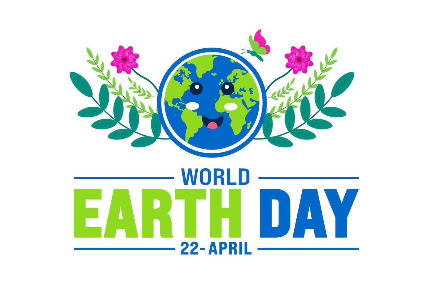 22 April is Earth Day background template. Holiday concept. use to background, banner, placard, card, and poster design template with text inscription and standard color. vector illustration.