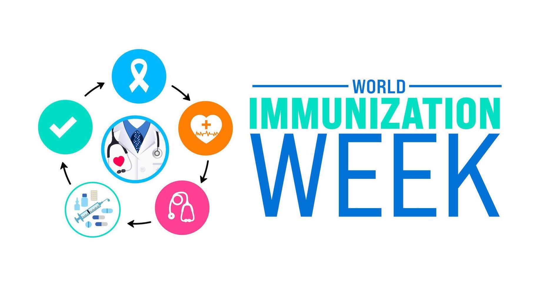 April is World Immunization Week background template. Holiday concept. use to background, banner, placard, card, and poster design template with text inscription and standard color. vector