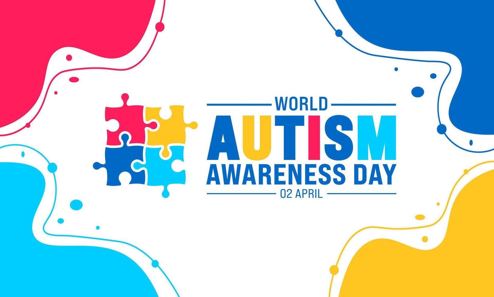 2 abril mundo autismo conciencia día vistoso rompecabezas icono bandera o antecedentes diseño modelo. vector