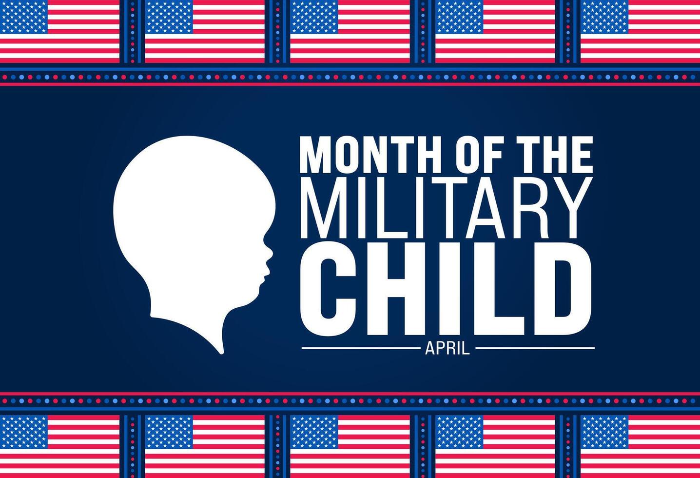 April is Month of the Military Child background template. Holiday concept. use to background, banner, placard, card, and poster design template with text inscription and standard color. vector