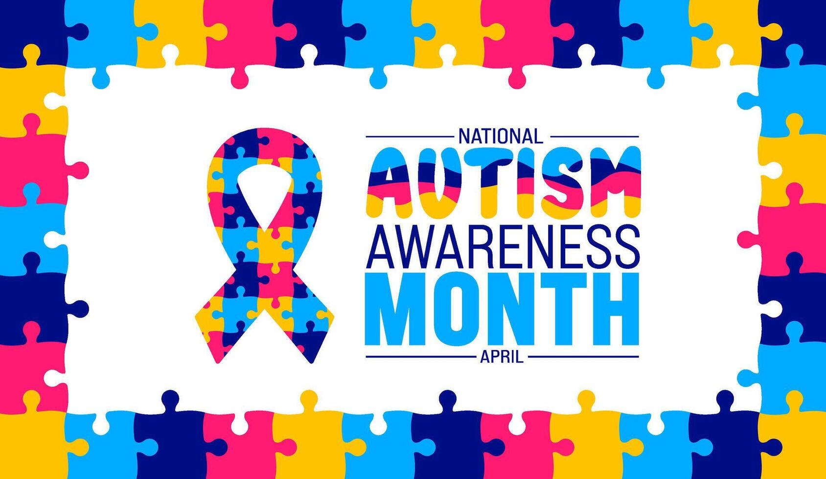 April is National Autism Awareness Month background template. Holiday concept. use to background, banner, placard, card, and poster design template with text inscription and standard color. vector