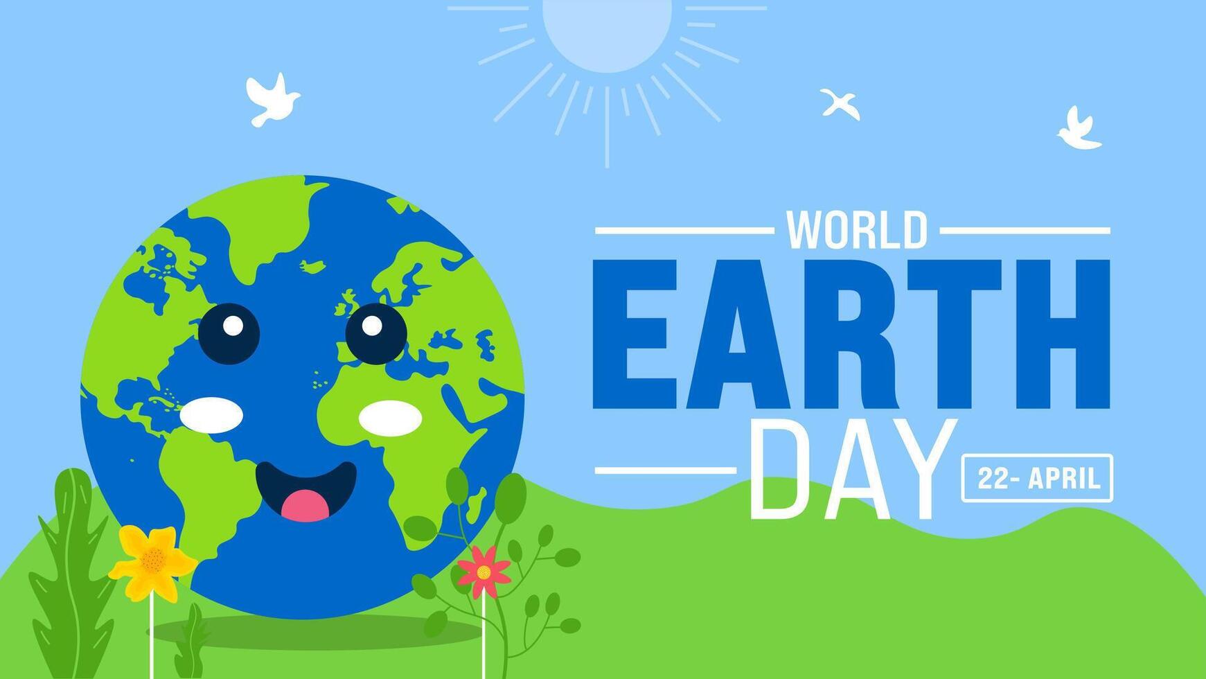 22 April is Earth Day background template. Holiday concept. use to background, banner, placard, card, and poster design template with text inscription and standard color. vector illustration.