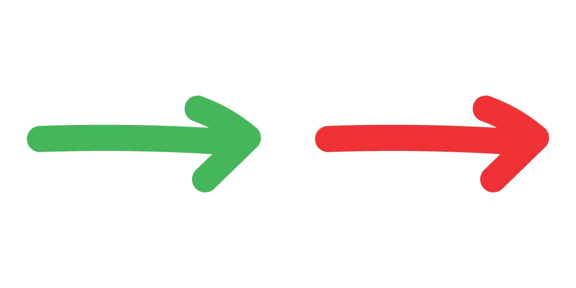 Green and red arrows. Simple arrow icon vectors. vector