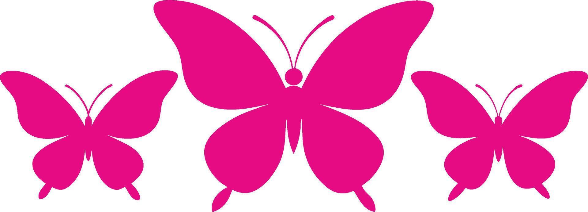 Set of butterfly silhouette icon flat vector illustration on isolated white background