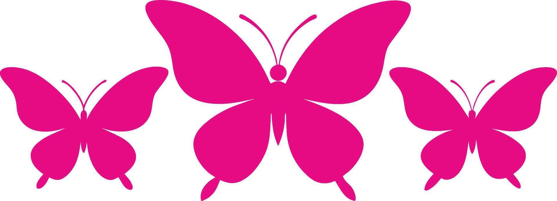 conjunto de mariposa silueta icono plano vector ilustración en aislado blanco antecedentes