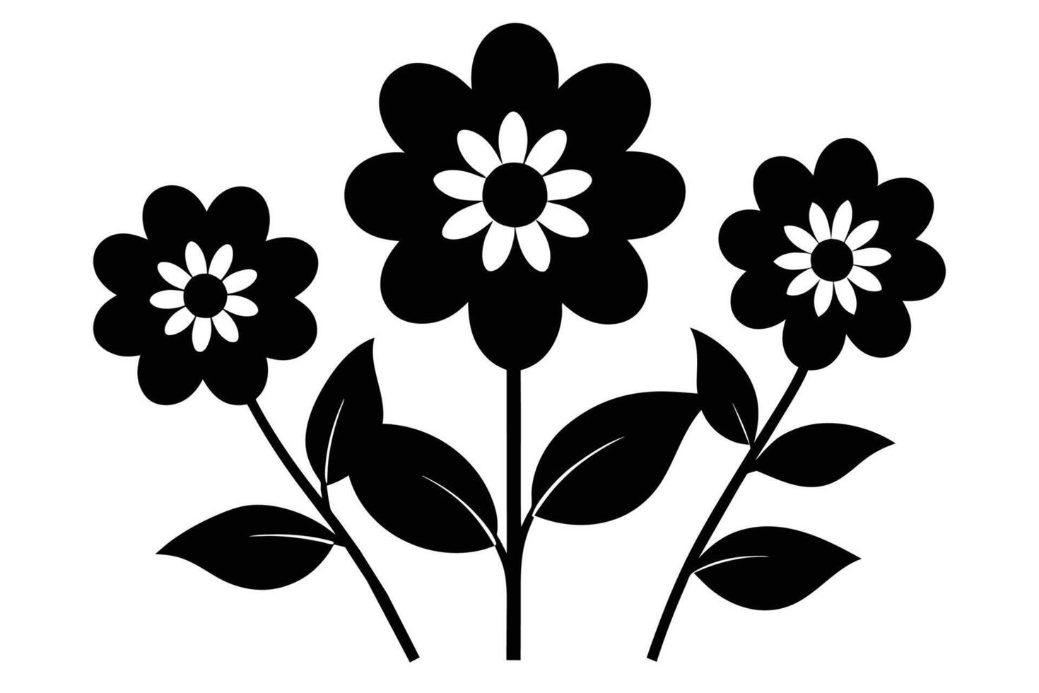 Black Cutout Symbols Of Flowers vector