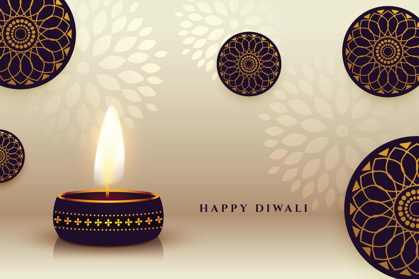 elegante shubh deepavali modelo con brillante lámpara vector