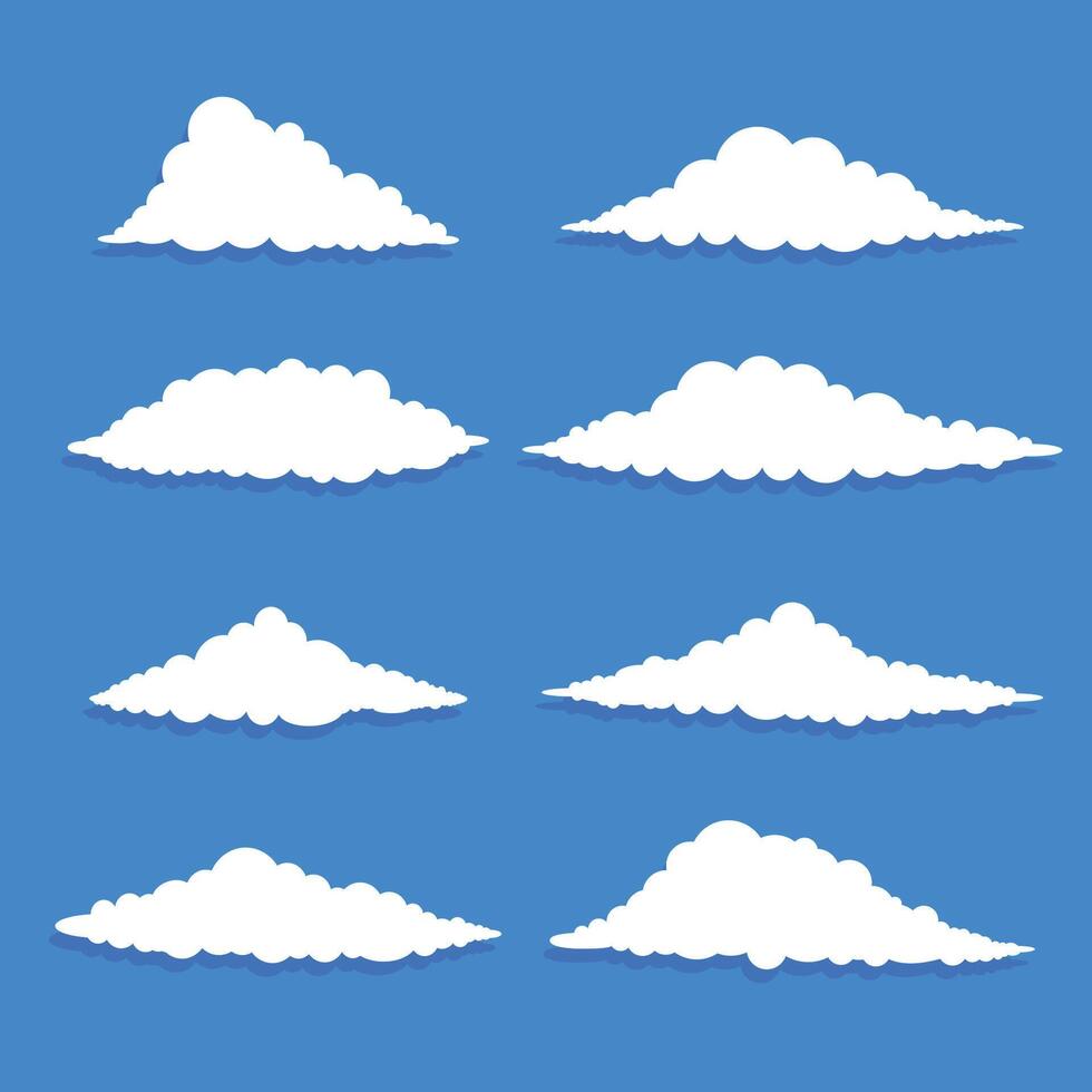 diferente forma blanco nubes conjunto en azul antecedentes vector