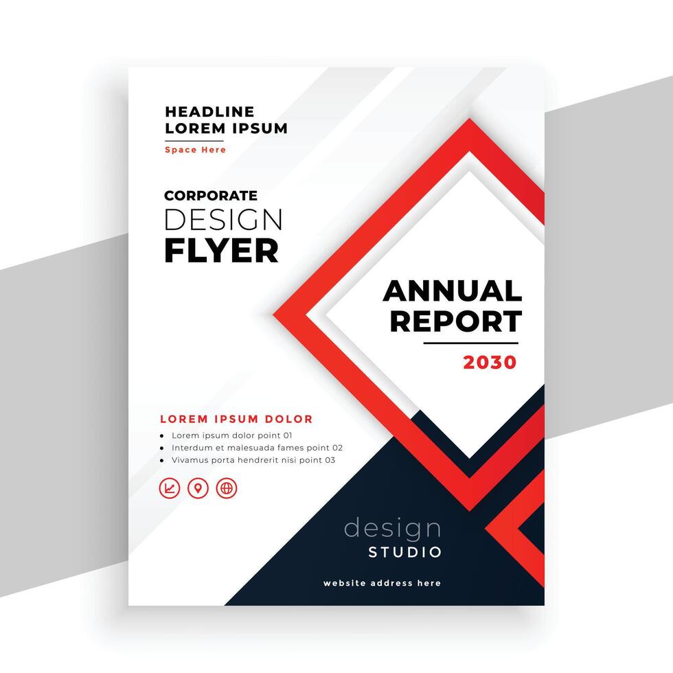 geometric red modern annual report business flyer template vector