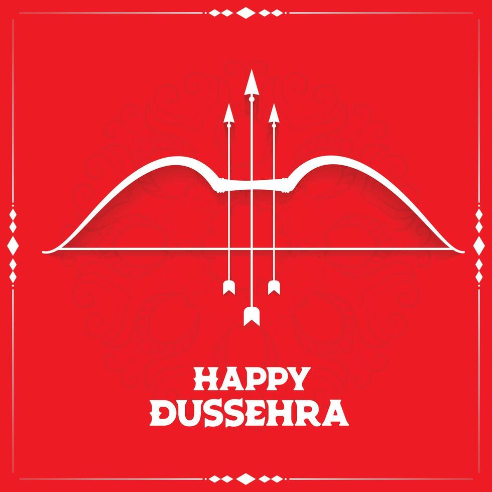 red happy dussehra festival wishes card design background vector