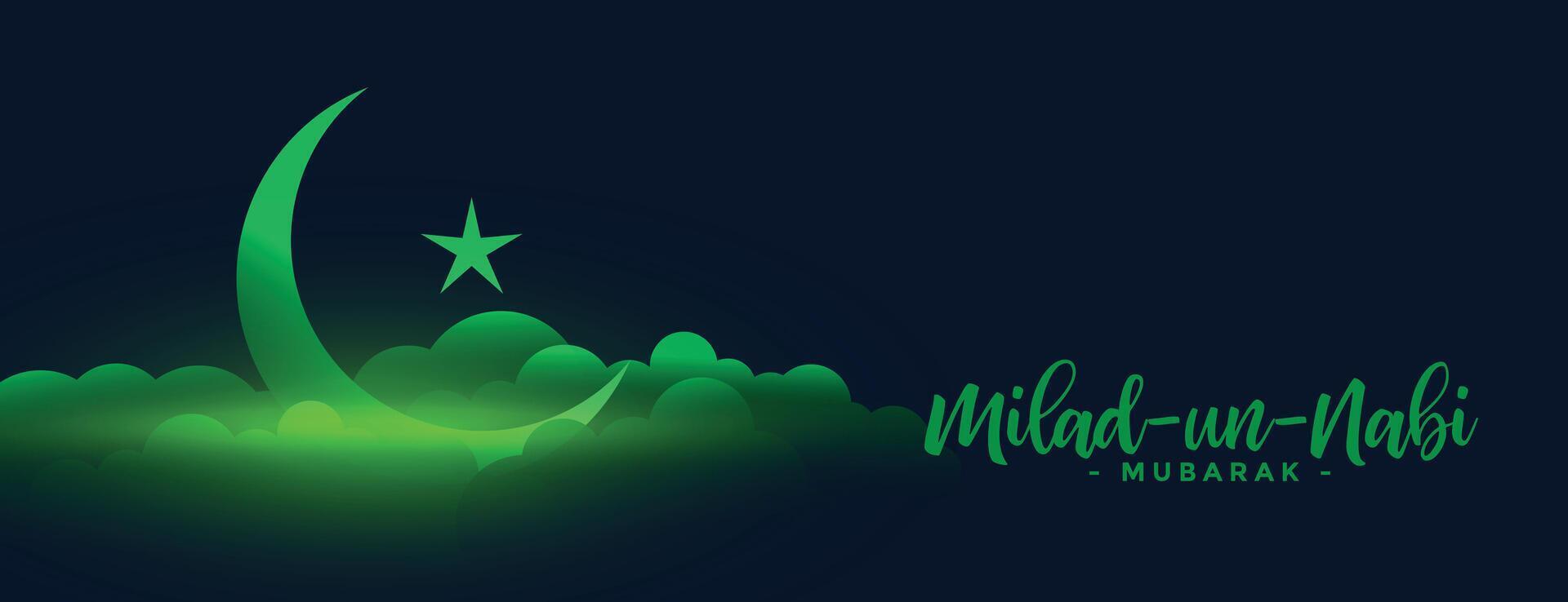 Luna y nubes milad Naciones Unidas nabi bandera diseño vector