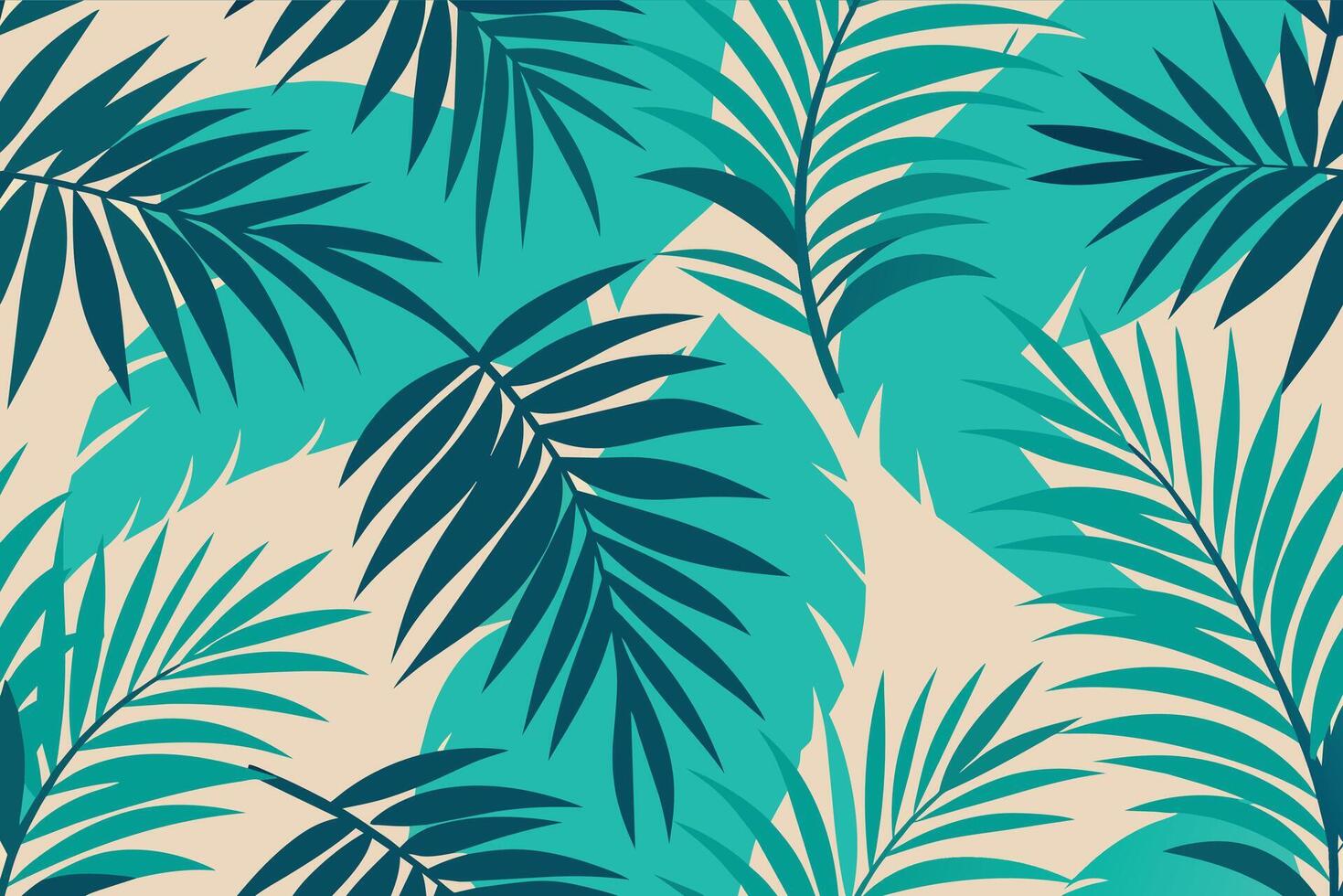 Beautiful Palm Tree Leaves Silhouette Seamless Pattern Background Vector Illustration