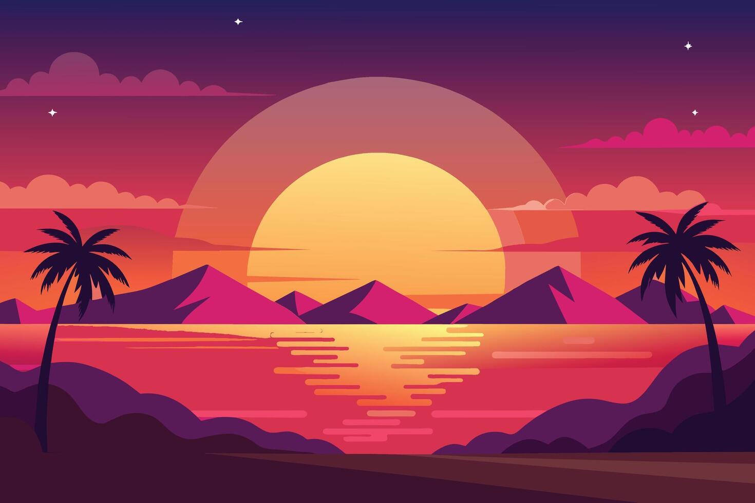 Beautiful Sunset on Summer background vector