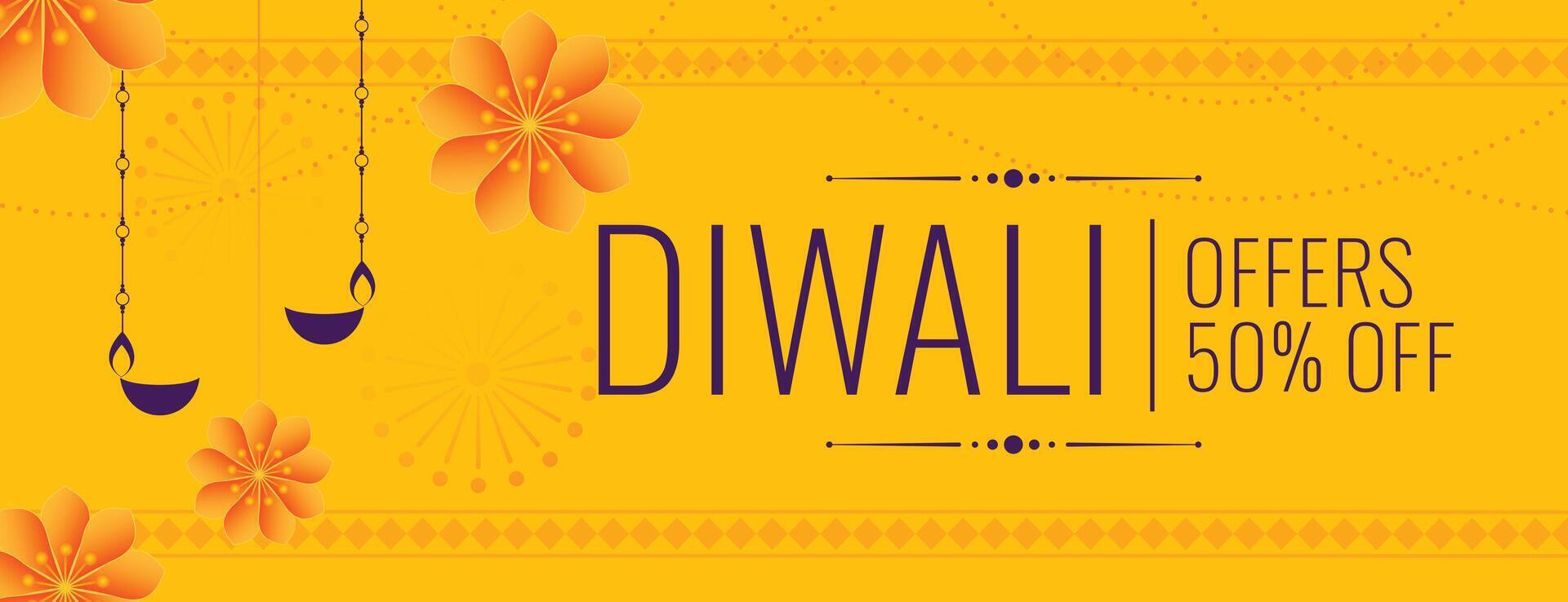 hindu religious shubh diwali offer and discount banner vector