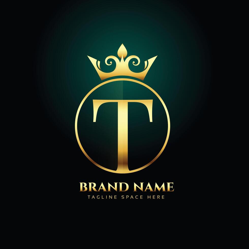 letter T and grown golden logo concept template vector