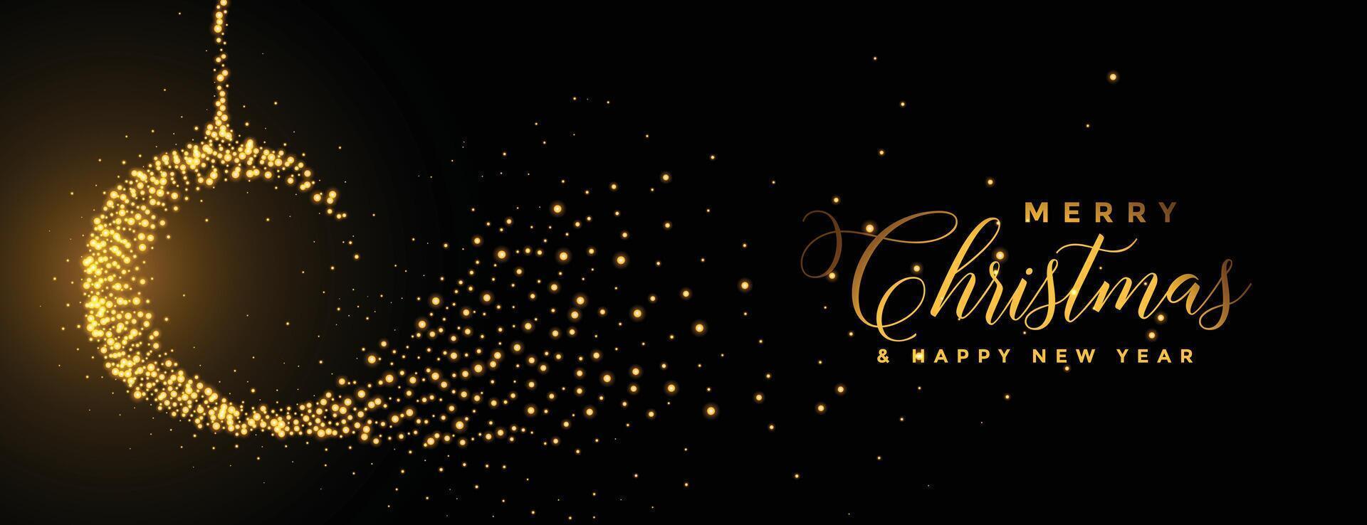 merry christmas sparkles ball golden festival banner vector