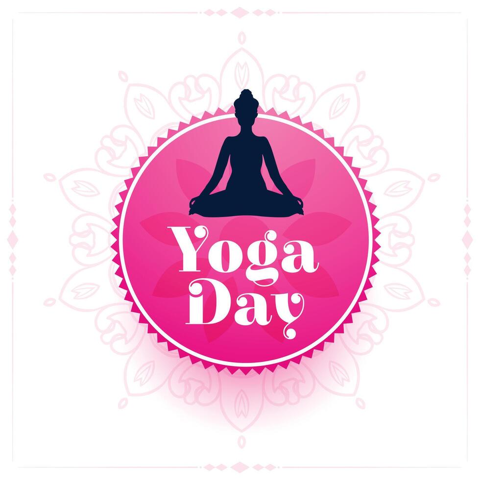 internatiional day of yoga with female silhouette background vector