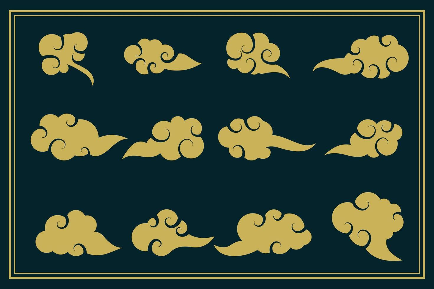 chinese traditional clouds decorative set of twelve vector