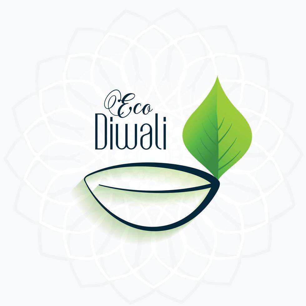 contento verde eco diwali tradicional antecedentes con hoja diya vector