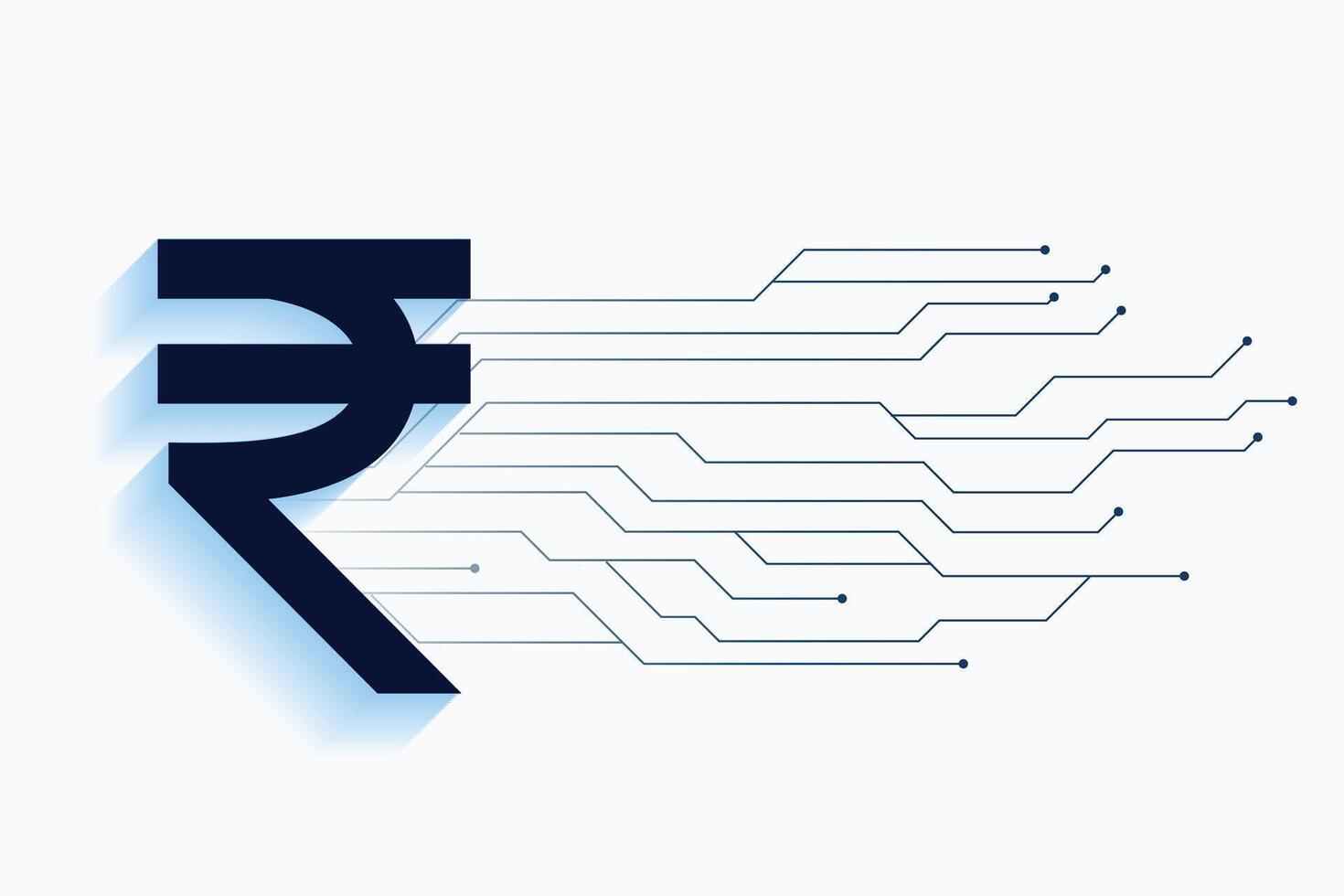 digital indio rupia con circuito líneas tecnología concepto vector