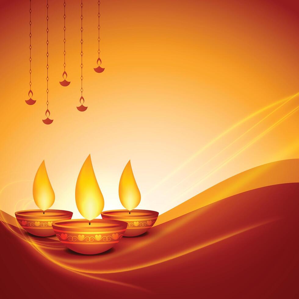 shubh diwali greeting card with diya and text space vector illustration