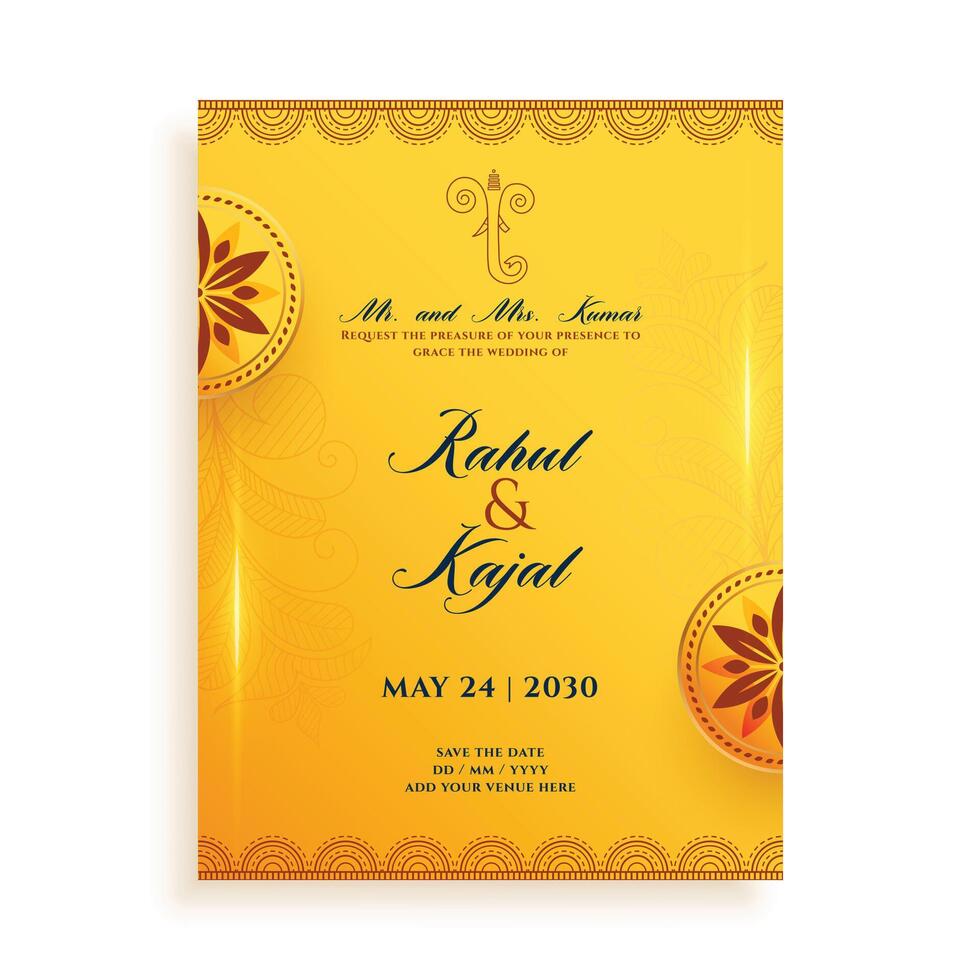 luxury indian wedding card design nice template vector