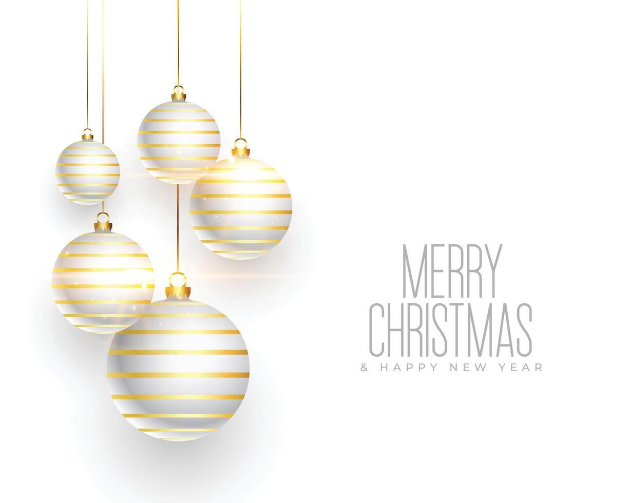 Navidad blanco tarjeta con realista pelotas decoración vector