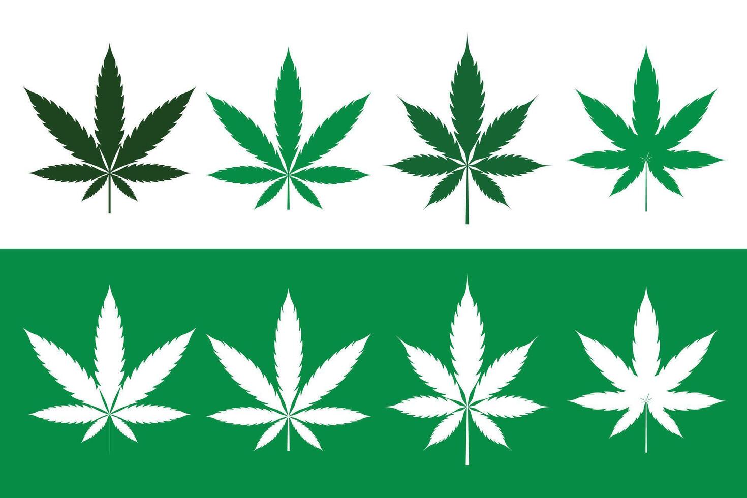 hojas de hierba de marihuana de cannabis en estilo plano vector