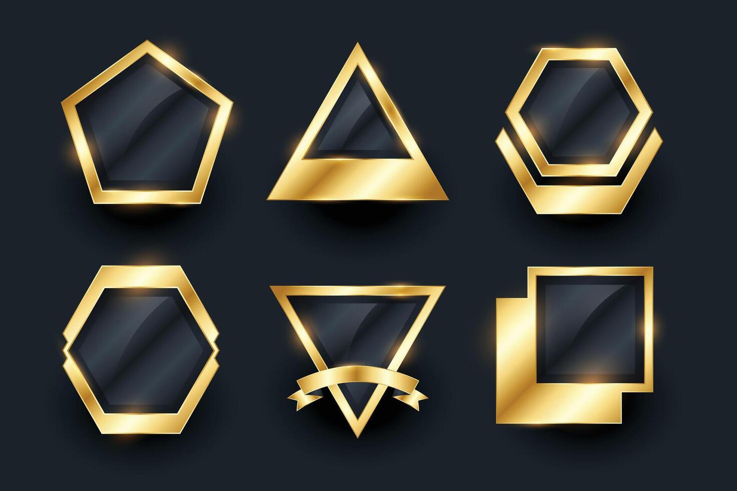 set of golden empty badges and labels design vector