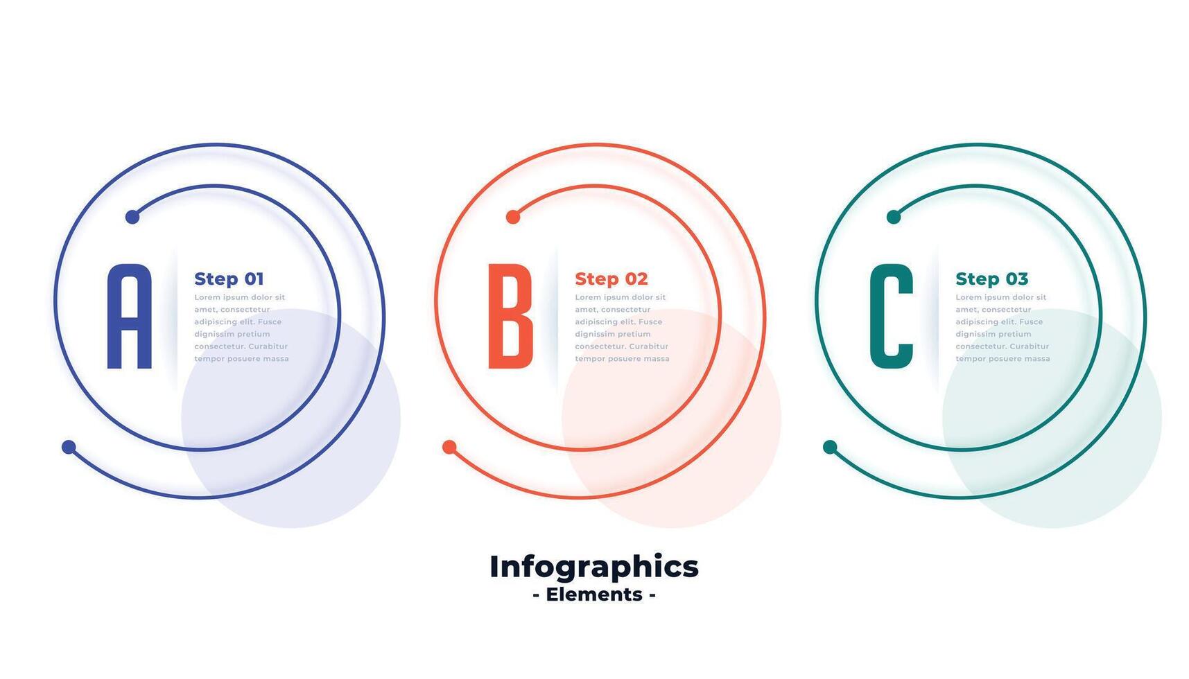 Tres pasos infografía modelo en espiral línea forma diseño vector