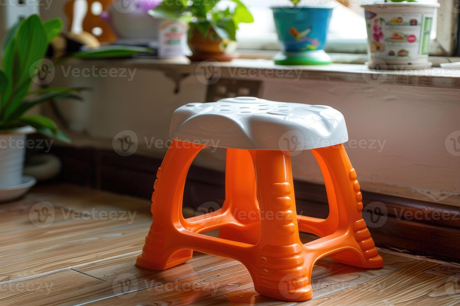 AI generated plastic stool chair design professional photography photo