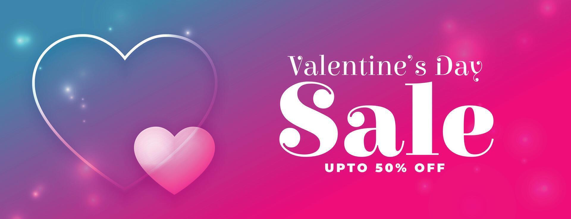 vibrant valentines day sale banner with hearts vector