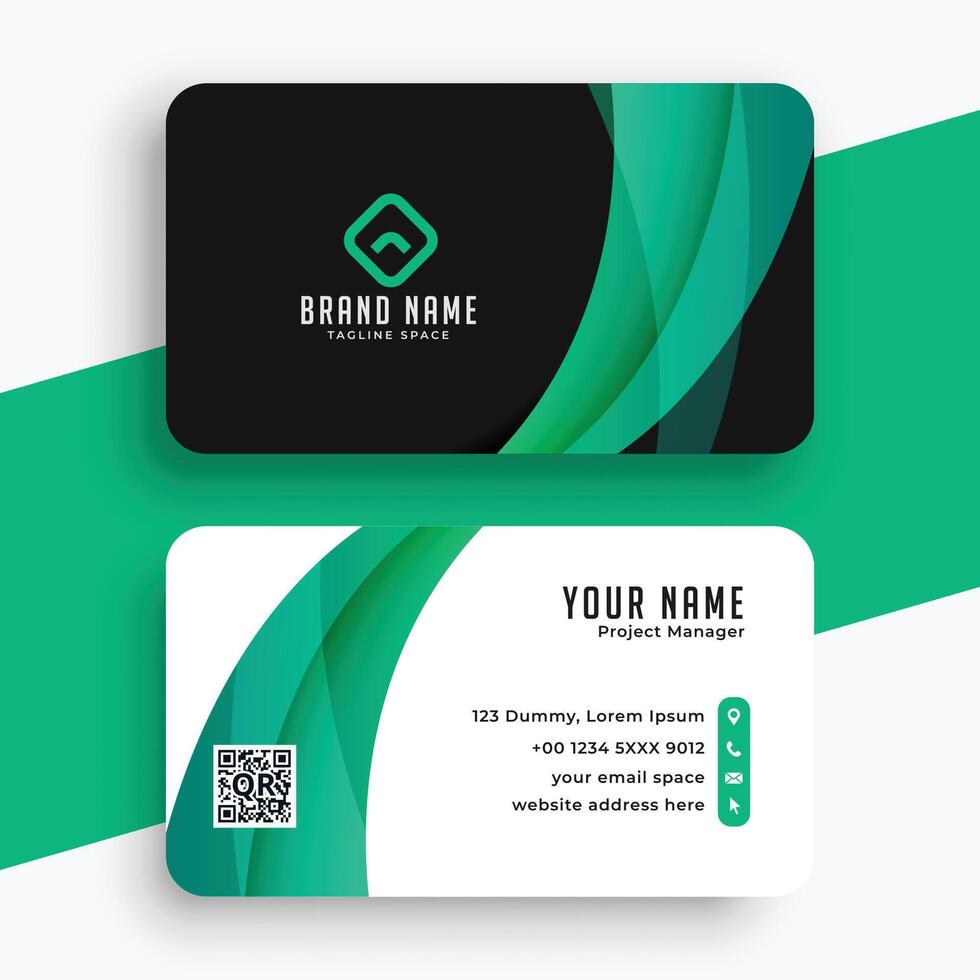 Black and green professional business card template vector