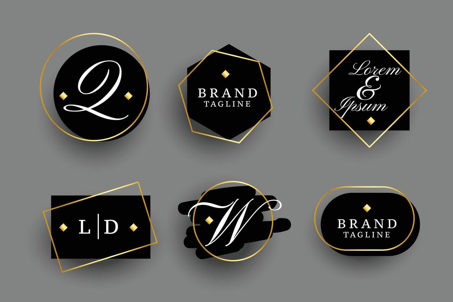premium black golden logo monograms set vector