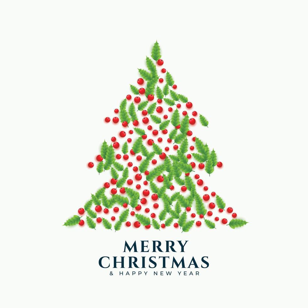 christmas tree design made with leaves decoration vector