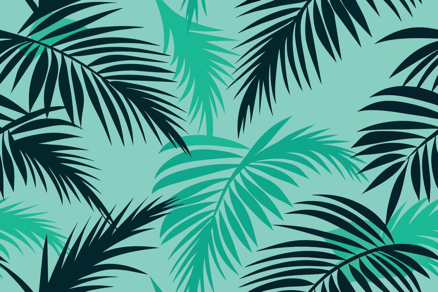 Beautiful Palm Tree Leaves Silhouette Seamless Pattern Background Vector Illustration