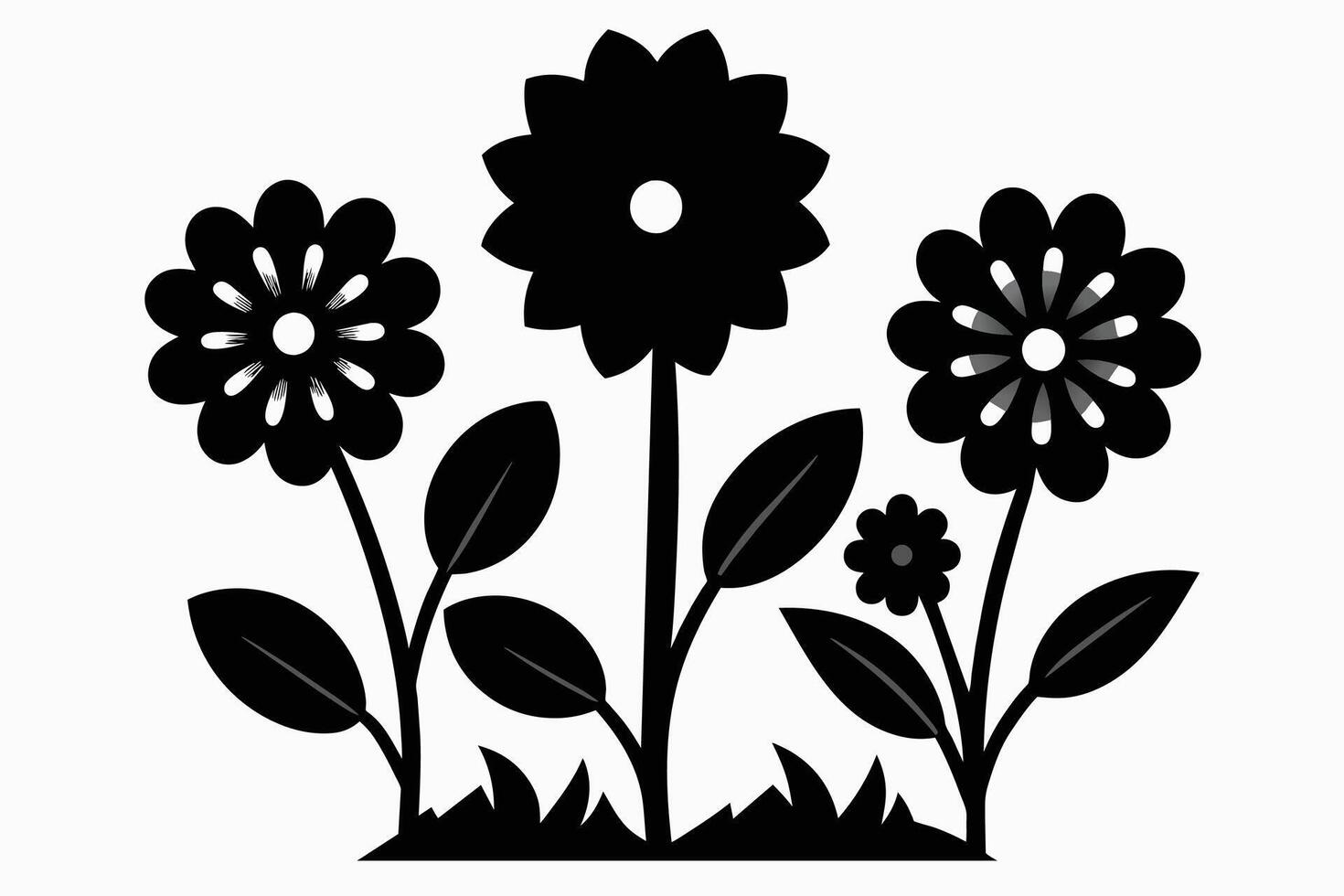 Black Cutout Symbols Of Flowers vector