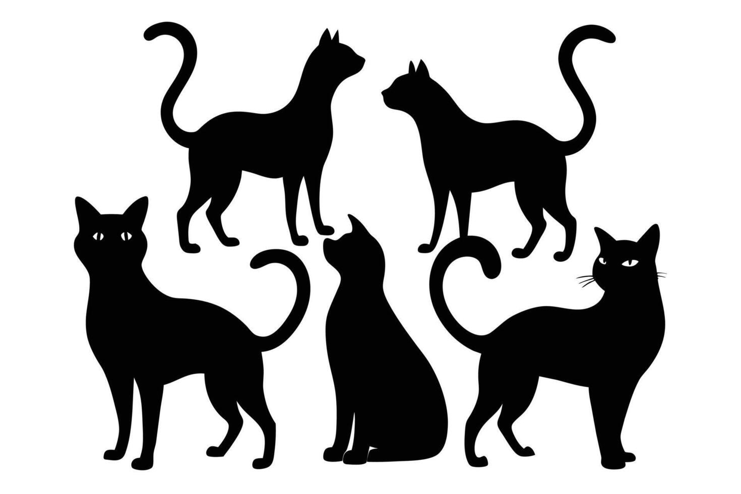 Cat silhouettes collection isolated on white background vector