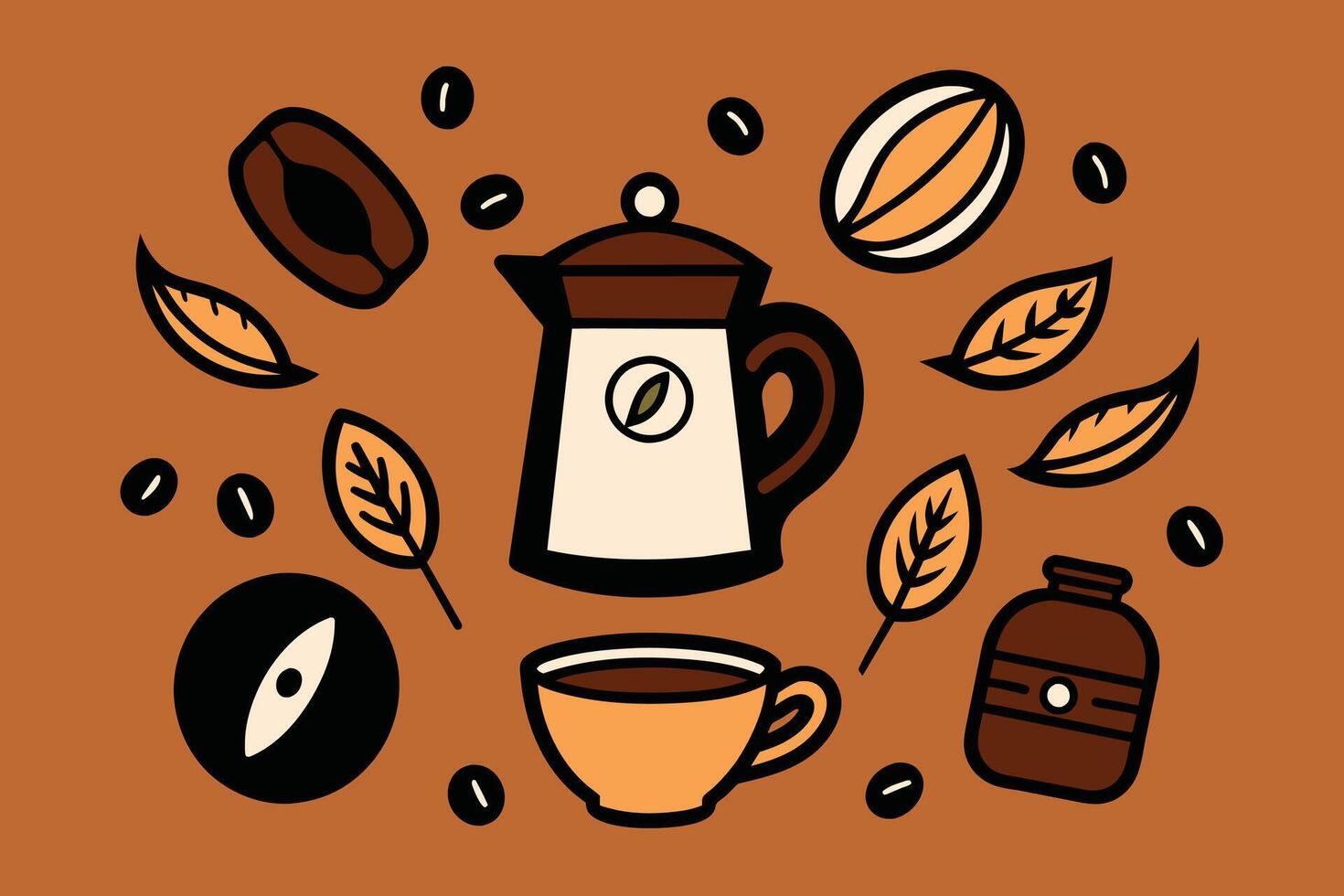 Hand Drawn Coffee Elements Vector