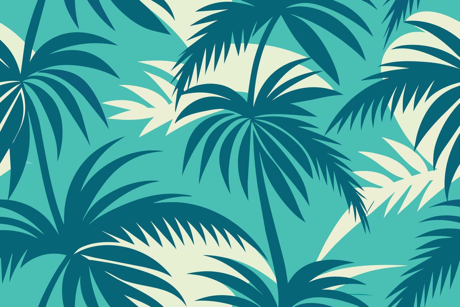 Beautiful Palm Tree Leaves Silhouette Seamless Pattern Background Vector Illustration