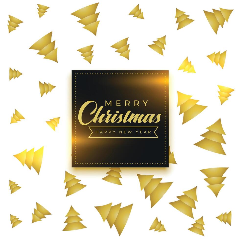 merry christmas golden tree pattern background design vector